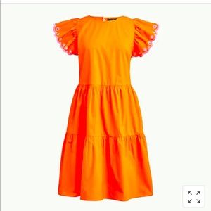 J.Crew tiered embroidered ruffle-sleeve dress